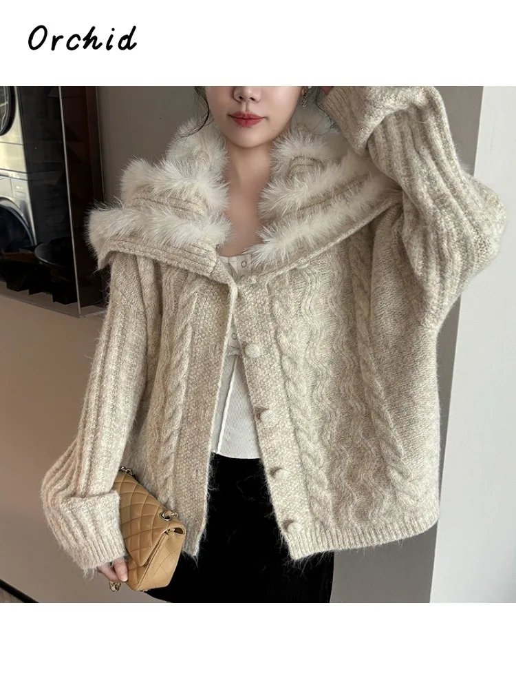 2025 Winter Gyaru Casual Tassels Knitting Long Sleeve Sheath Cardigans Women Hotsweet Single Breasted Ladies Sexy Warm Sweater