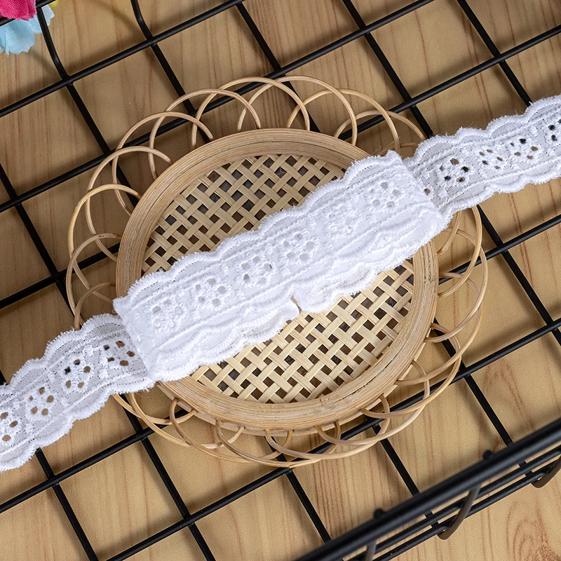 Cotton Embroidery Ribbon Lace Collar Fabric, Handmade DIY Sewing Material, Curtains, Dress Cloth, Fringe Decor, White, Beige