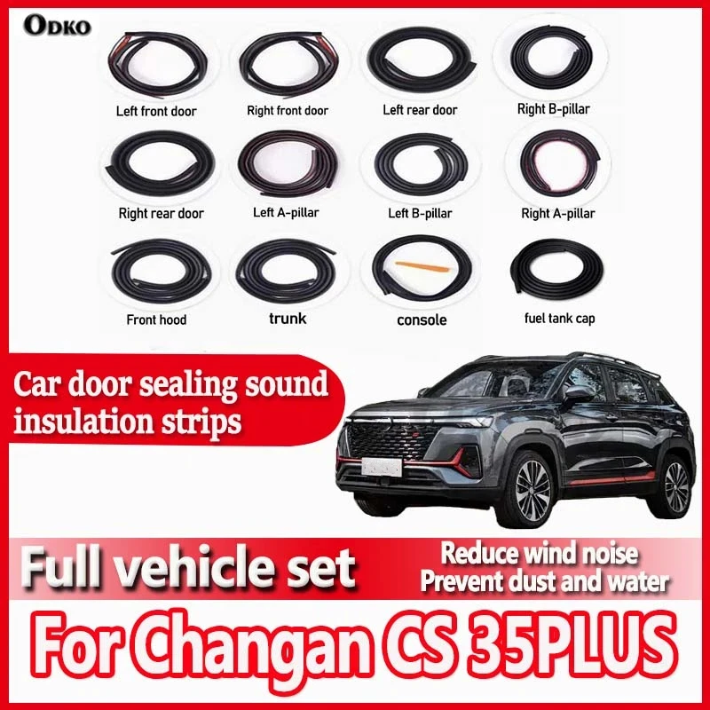 For Changan CS35PLUS Car Door Seal Strip Rubber Noise Insulation Dustproof Seal Strip Not easy to Fall off Car Accessories 12Pcs