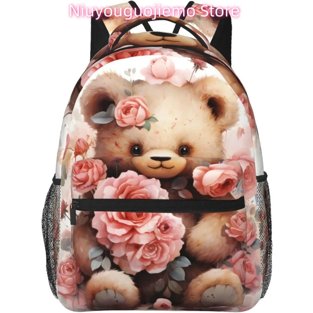 

Funny Cute Bear Lightweight Laptop Backpack Lightweight Multipurpose Travel Casual Daypack Unisex College Backapcks for Men Wome