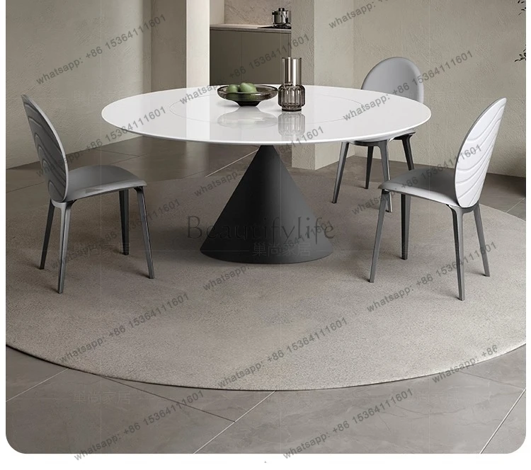 

Итальянский простой роскошный обеденный стол из нефрита, легкий роскошный элитный современный модный круглый обеденный стол, простой