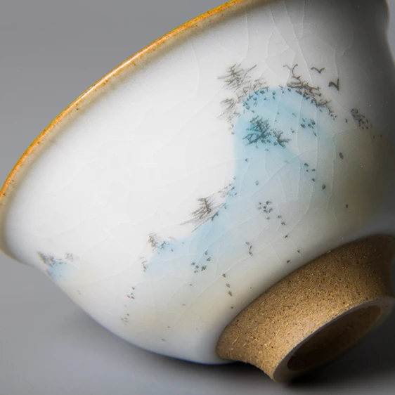 Antique Ru Kiln Master Cup, Tea Cup That Can Be Raised By Opening, Porcelain Set, Ice Cracking, Kung Fu Personal