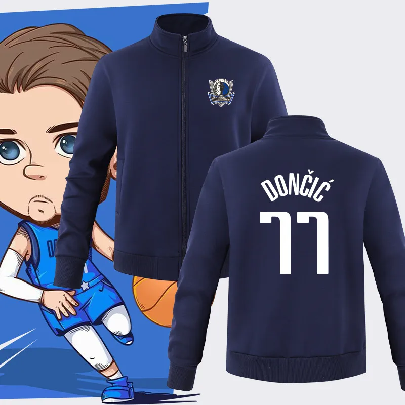

Мужская толстовка Luka Doncic Dallas Mavericks 77 для тренировок по баскетболу, с воротником на молнии, спортивная одежда, молодежная мода, 100% хлопок
