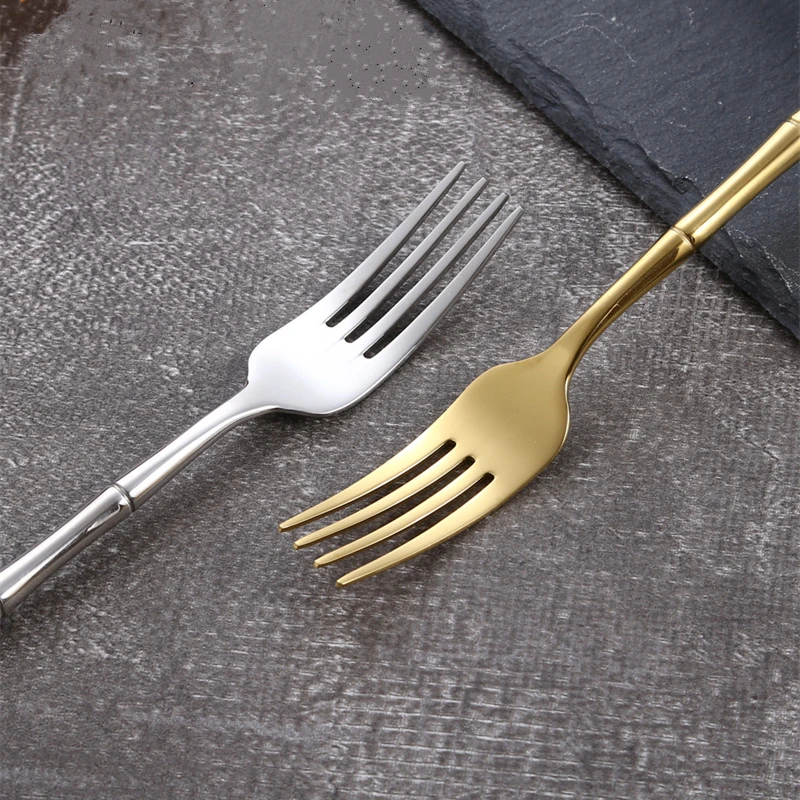 Thickened Steak Knife Imitation Bamboo Handle Dining Fork Spoon Western Tableware Cutlery Set HouseholdStainless Steel