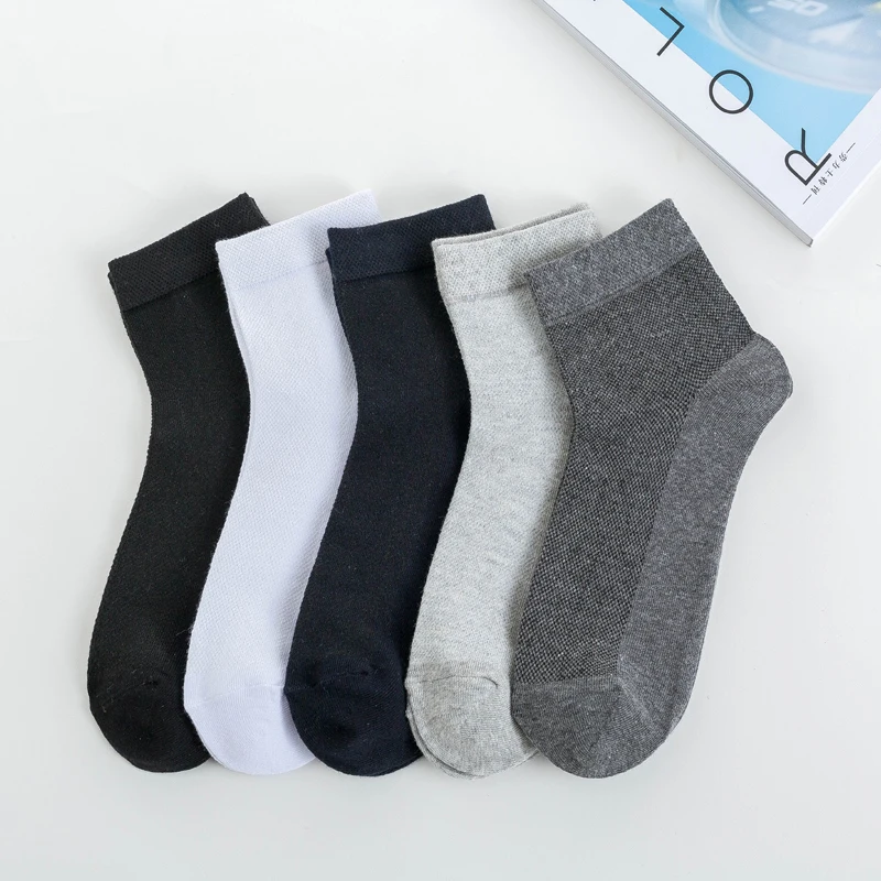 

10Pairs Men Mesh Socks Organic Cotton Breathable Black White Business Sock Casual Athletic Spring Summer for Male Size EUR38-45