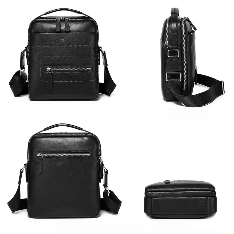 New Genuine Leather Men's Crossbody Bag First Layer Cowhide Premium Business Portable Shoulder Sling Bag for Daily Work Travel