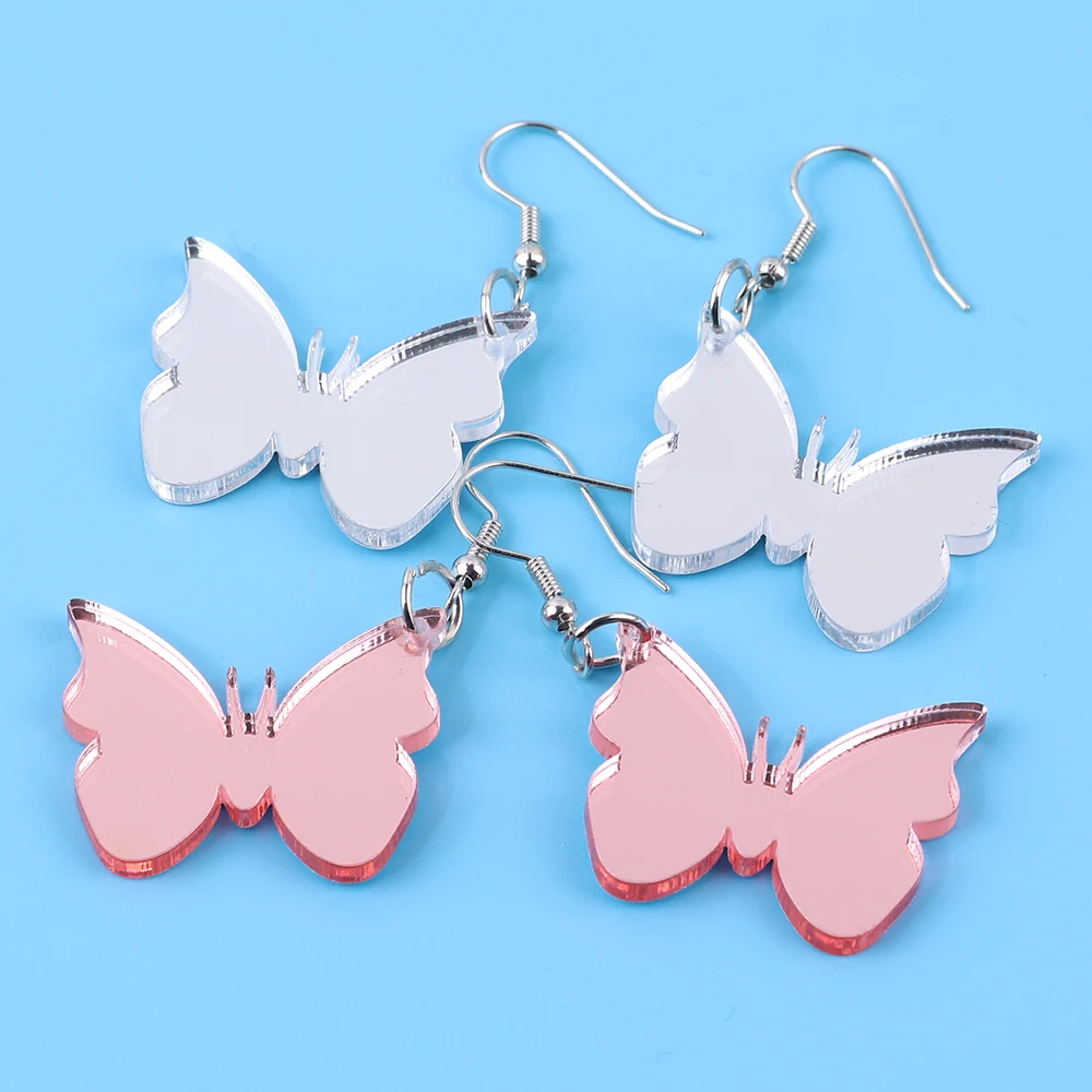 Trendy Mirror Acrylic Butterfly Women's Earrings 2023 Gold Silver Color Cute Insect Pendant Dangle Earring Jewelry Gifts