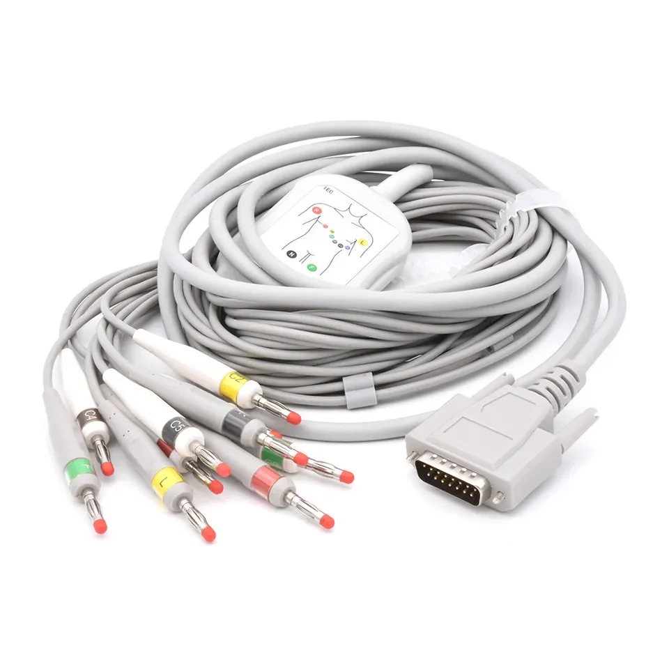 

Compatible with Nihon Kohden ECG-9132/ECG-9620 direct-connect EKG cable 10 Leads banana 4.0mm IEC