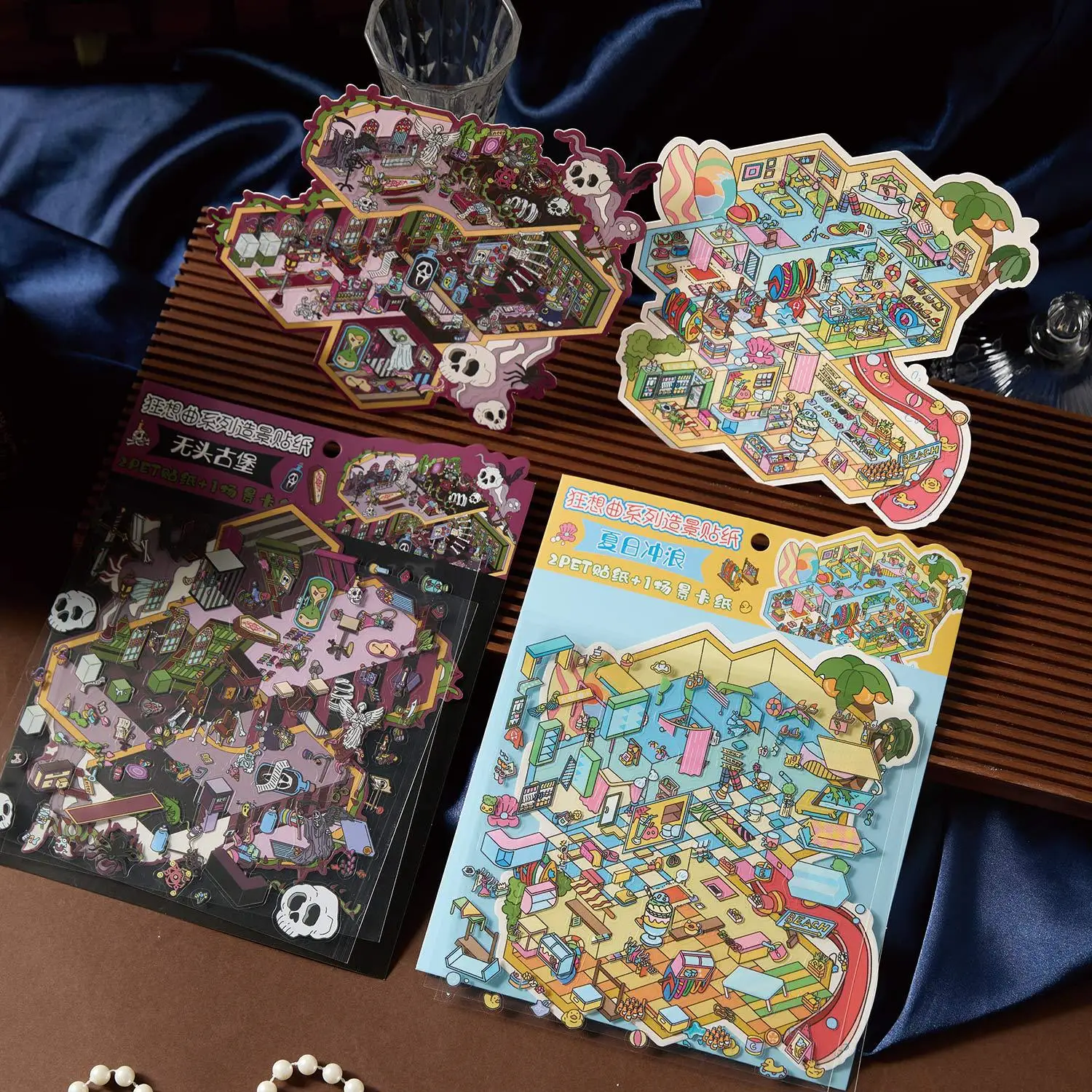 ملصقات مشهد مصغرة 2.5D، شارات ديوراما لتخفيف التوتر، ديكورات ألغاز إبداعية #2