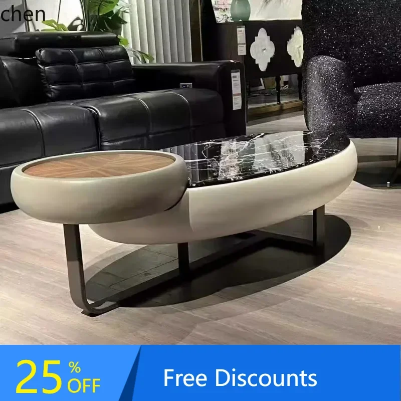 

FZ Round Marble Coffee Table Set Oval Modern Living Room Light Luxury Fashion Minimalist Round Shape