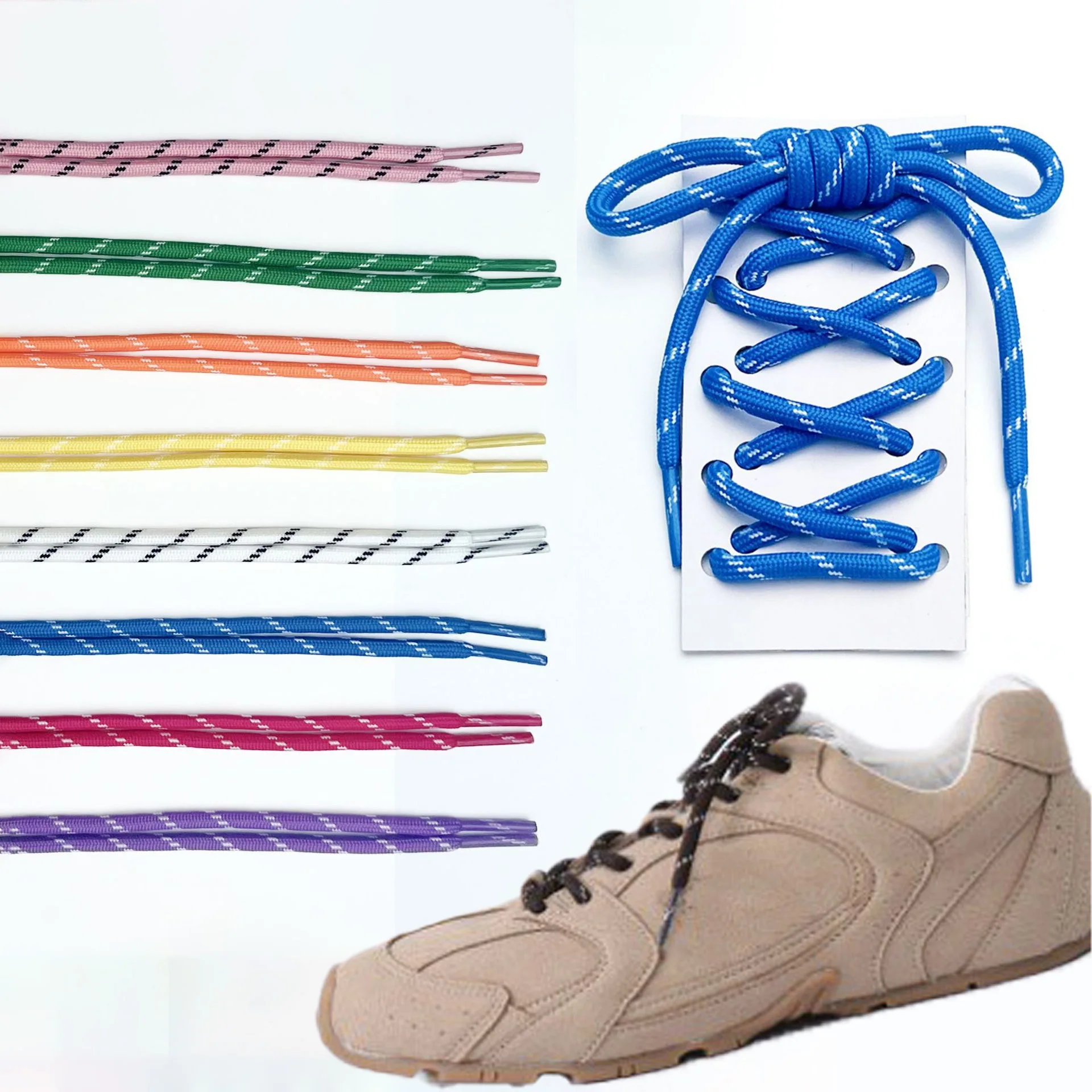 1Pair 5MM Round Solid Laces Polyester Shoelace for Outdoor Sports Shoes Trainers Colourful Shoelace Accessories100/120/140/160cm