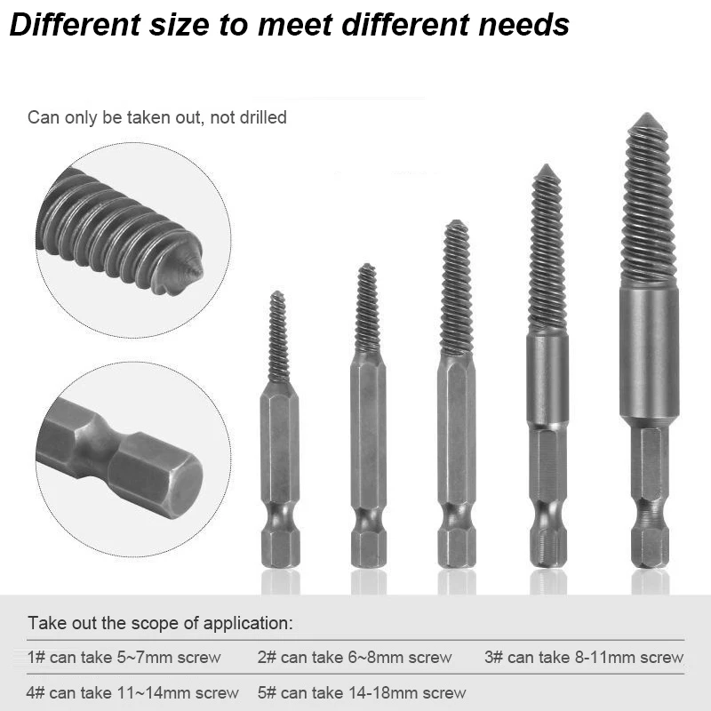 Imagem -02 - Danificado Parafuso Extractor Grupo Ferramenta de Remoção Broca Fácil Take Out Desmontar Reverse Enferrujado Despojado Broken Remover Hexagonal