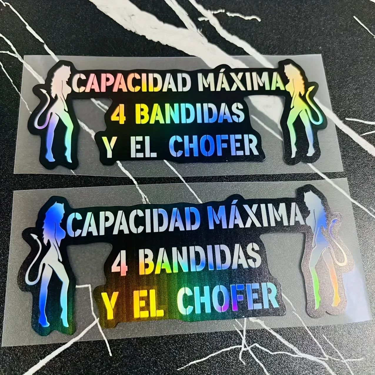 

1 шт. модная испанская фраза наклейка для автомобиля, голографическая наклейка для автомобиля, идеально подходит для добавления забавного вида вашего автомобиля