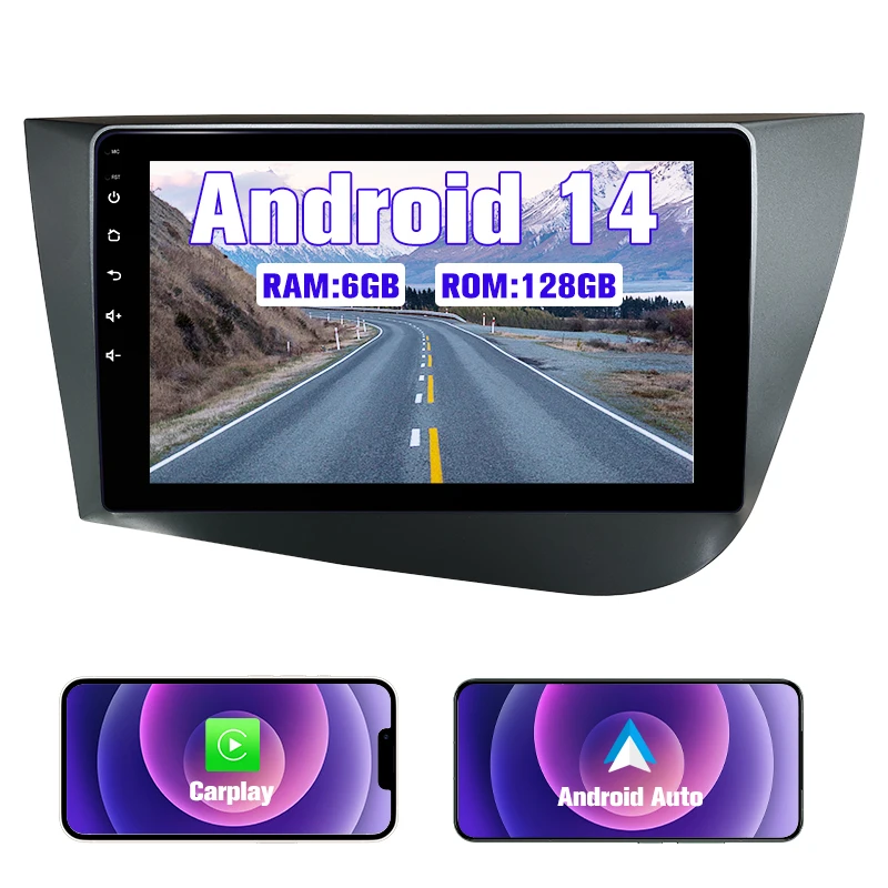 

9’’ Android car radio for Seat Leon MK2 2005-2012 screen stereo, Carplay,Android Auto, Bluetooth,FM RDS radio,SWC,4G,WIFI,DSP
