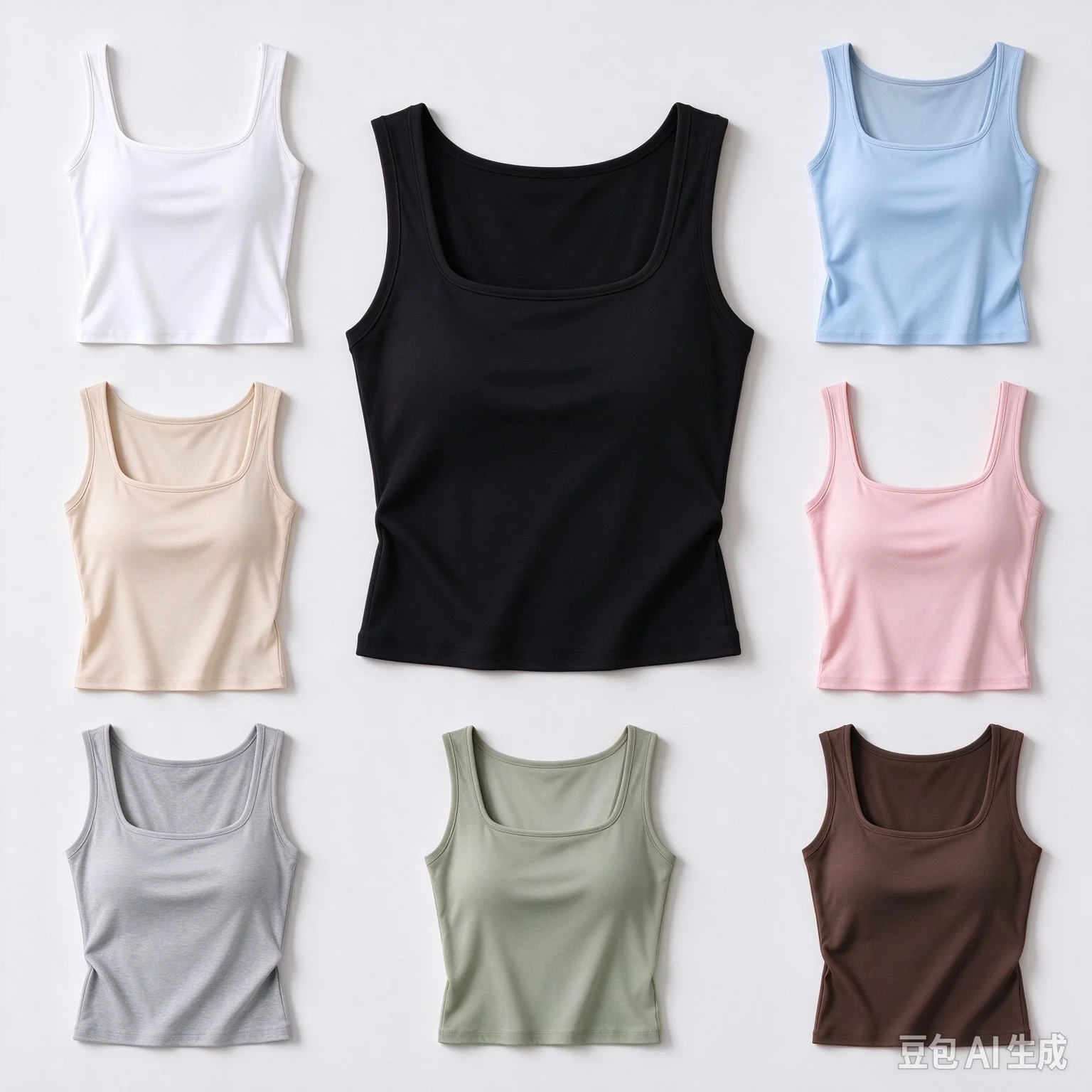 T shirt women 2026 fashion 2025 New Summer square-neck sleeveless double-layer vest tight T-shirt tshirt women's clothing