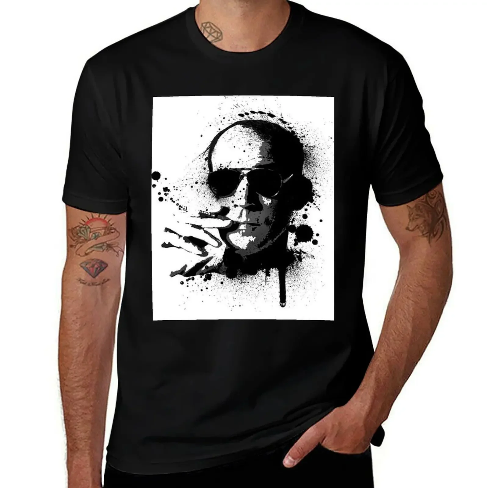 

Hunter S. Thompson B&W Print T-Shirt kawaii clothes for a boy t shirts for men