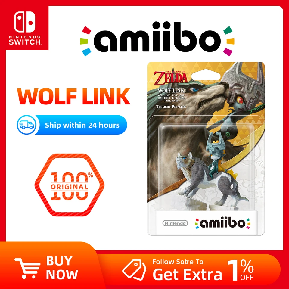Nintendo Amiibo Figure - 20 hearts Wolf Link - The Legend of Zelda