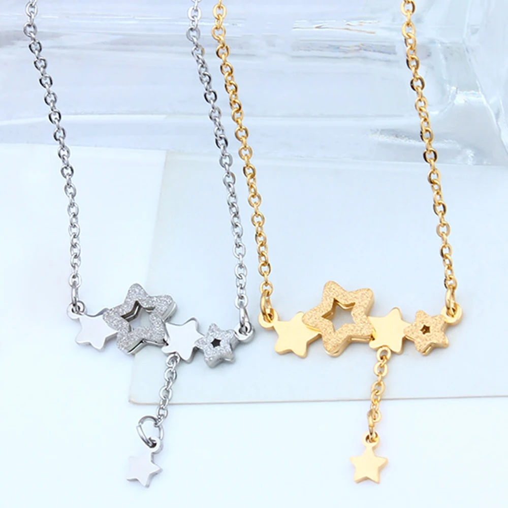 316L Stainless Steel Star Necklace Heart Pendant Necklaces For Women Chain Necklace Jewelry