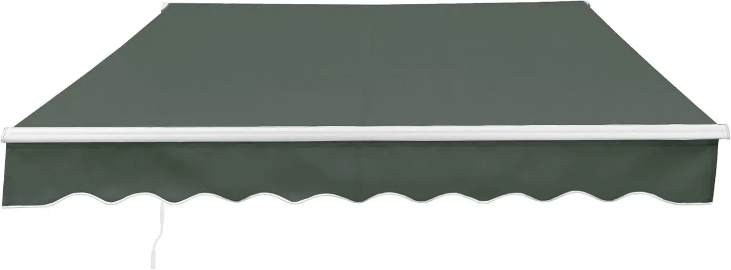 Aleko Motorized Patio Awning | Automatic Remote Controlled | White Frame | Retractable Crank Home Deck Canopy | Upgraded 2024 |