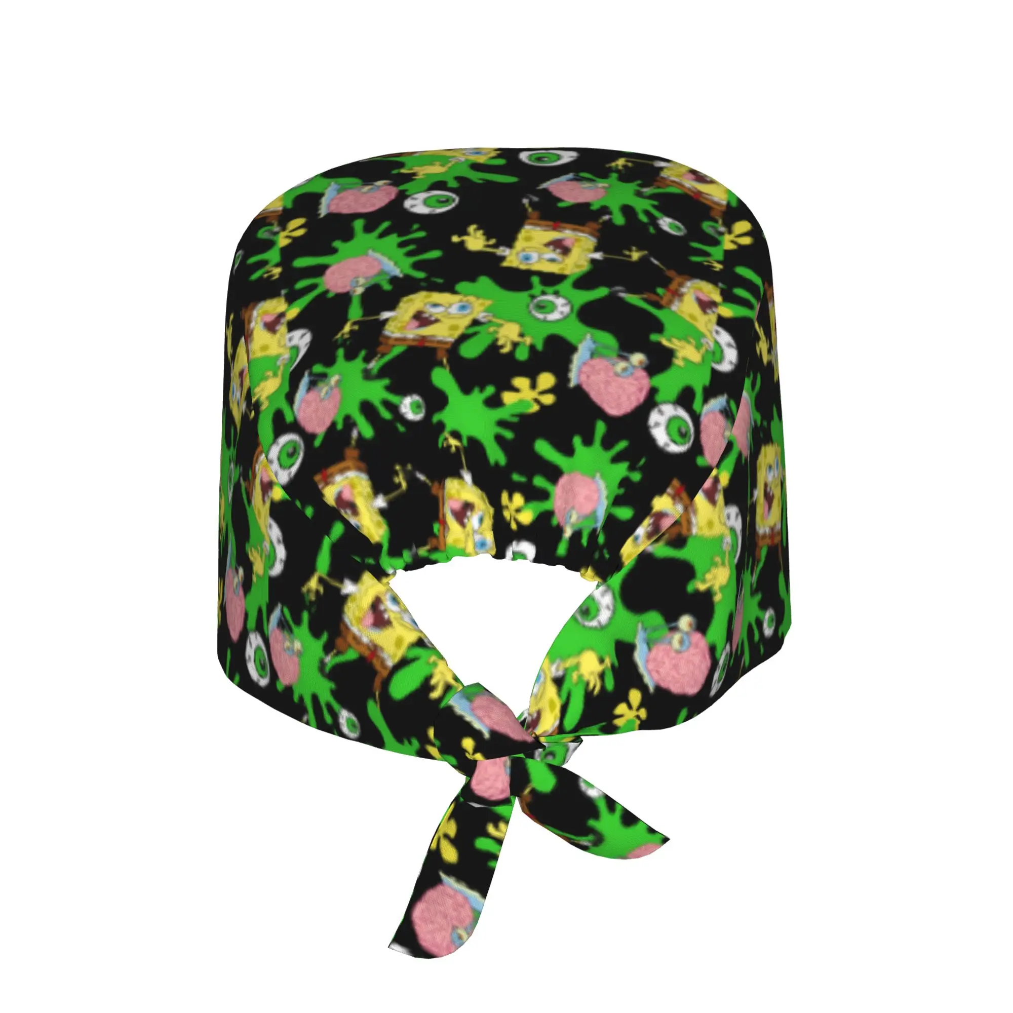 Custom S-Sponges Anime Bobes Scrubs Cap Surgical Hats Men Women Cartoon Operating Room Cap Operator Hats Lab Works Hat