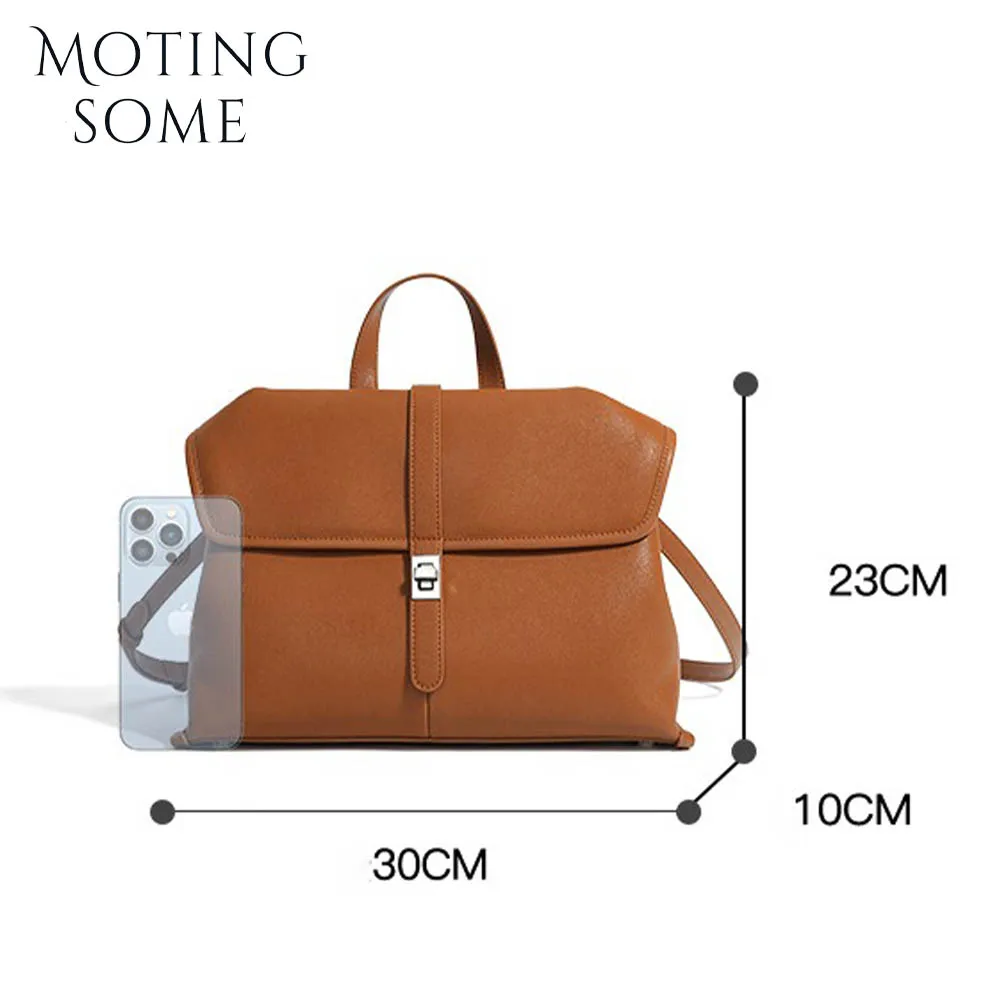 Motingsome Retro Messenger Bags Frist Layer Cowhide Roomy Shoulder Bags Vacation Lady Satchel Crossbody Handbag Pouch 2024 New