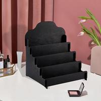 Card Display Stand Portable Wood Shelf Poster Organizer Wooden Step Display Holder Rack for Desktop Hair Clips Postcards Book