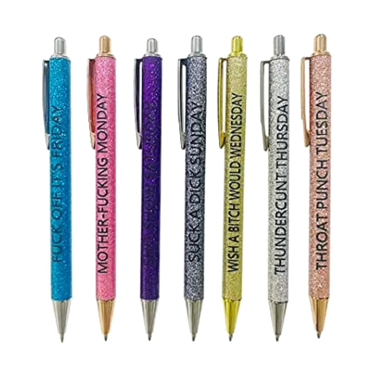 7 Pen Everyday Work Office Ballpoint Pen Set Description Adult Attitude Office Gift for Coworkers and Friends