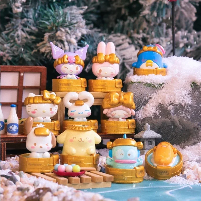 Miniso sanrio personagens caixa cega mini série de primavera quente caixa mistério kawaii olá kitty modelo brinquedo para crianças presente do feriado genuíno