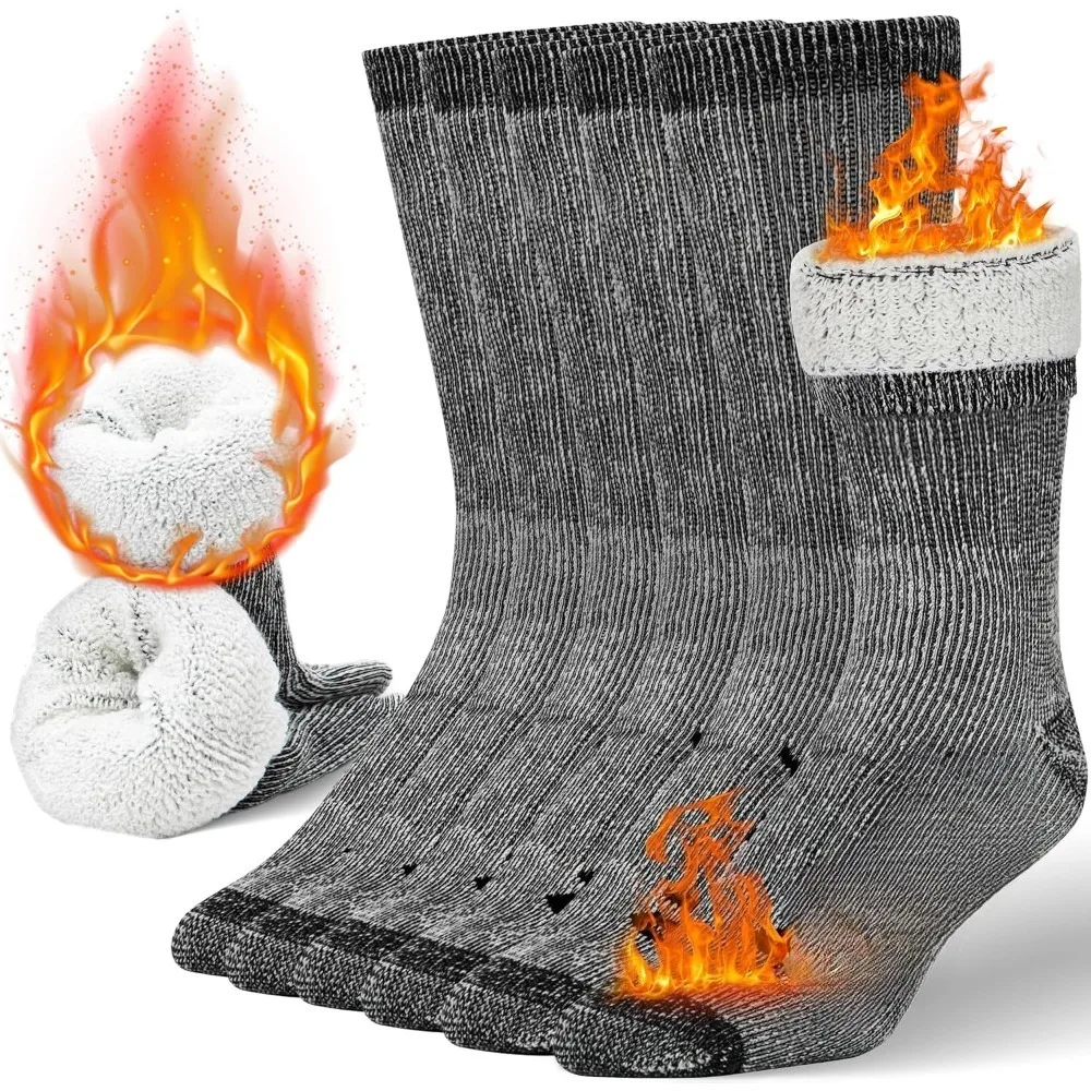 

Wool Hiking Socks Thermal Warm Crew Winter Boot Sock For Men & Women 3 Pairs