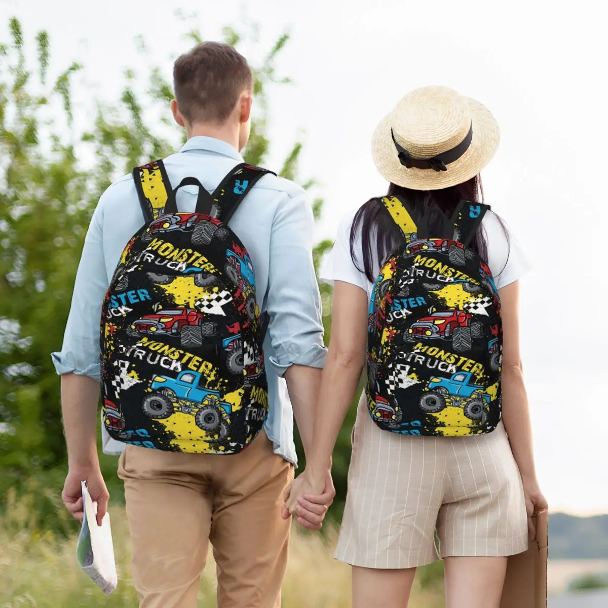 

Cool Monster Truck Pattern Backpack Student Boys Girls BookBag Kids School Bag Computer Shoulder Bags for Men Women