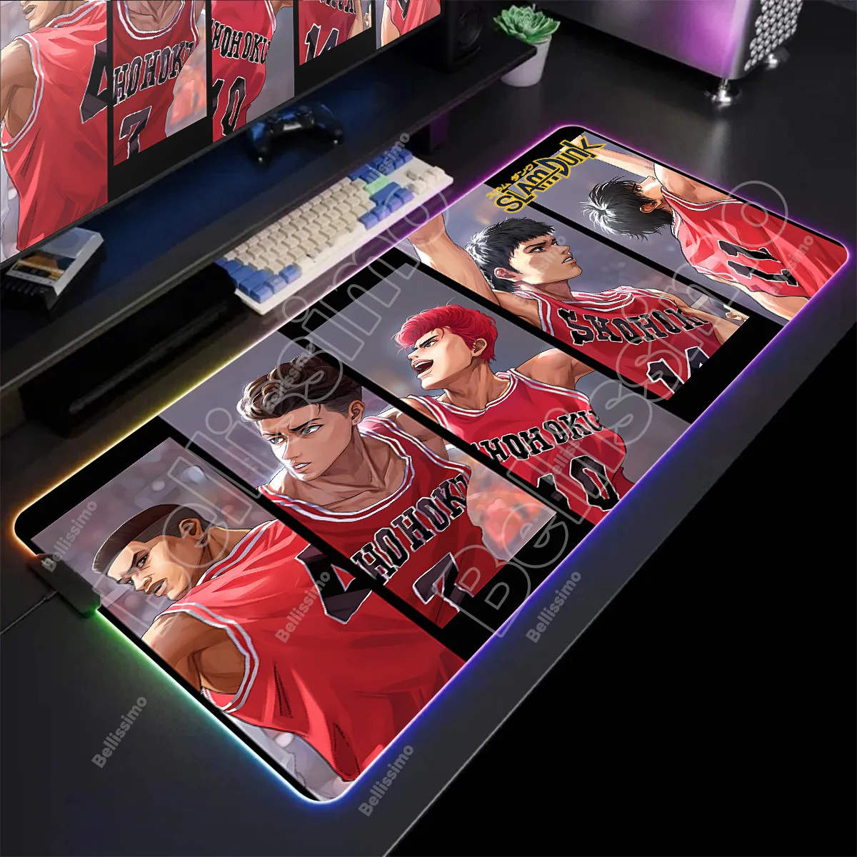 

Rubber Gaming Computer Mausepad Anime Slam Dunk RGB Pc Gamer Keyboard Rubber Mouse Pad Lighting Mousepad LED Glowing Mouse Mats