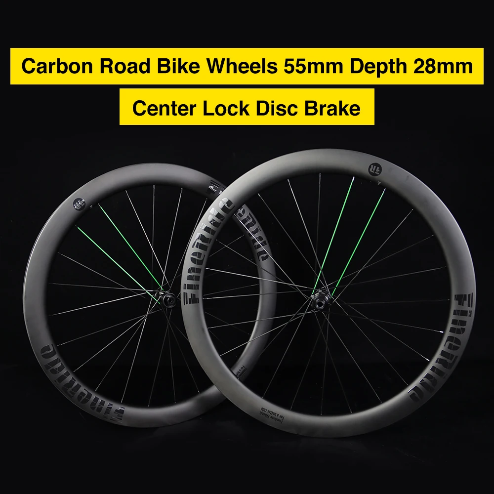 

FineRide Ultralight Carbon Fiber Bicycle Wheelset 55mm Depth 28mm UD External Layer Tubeless Rims Road Bike Wheels