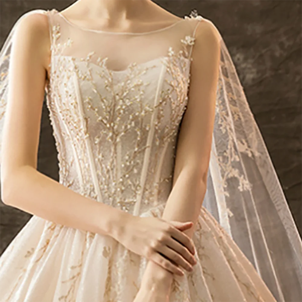 

Elegant Strapless Appliquins Sleeveless Basque A-Line Bride Wedding Dresses Bridal Gowns Customized