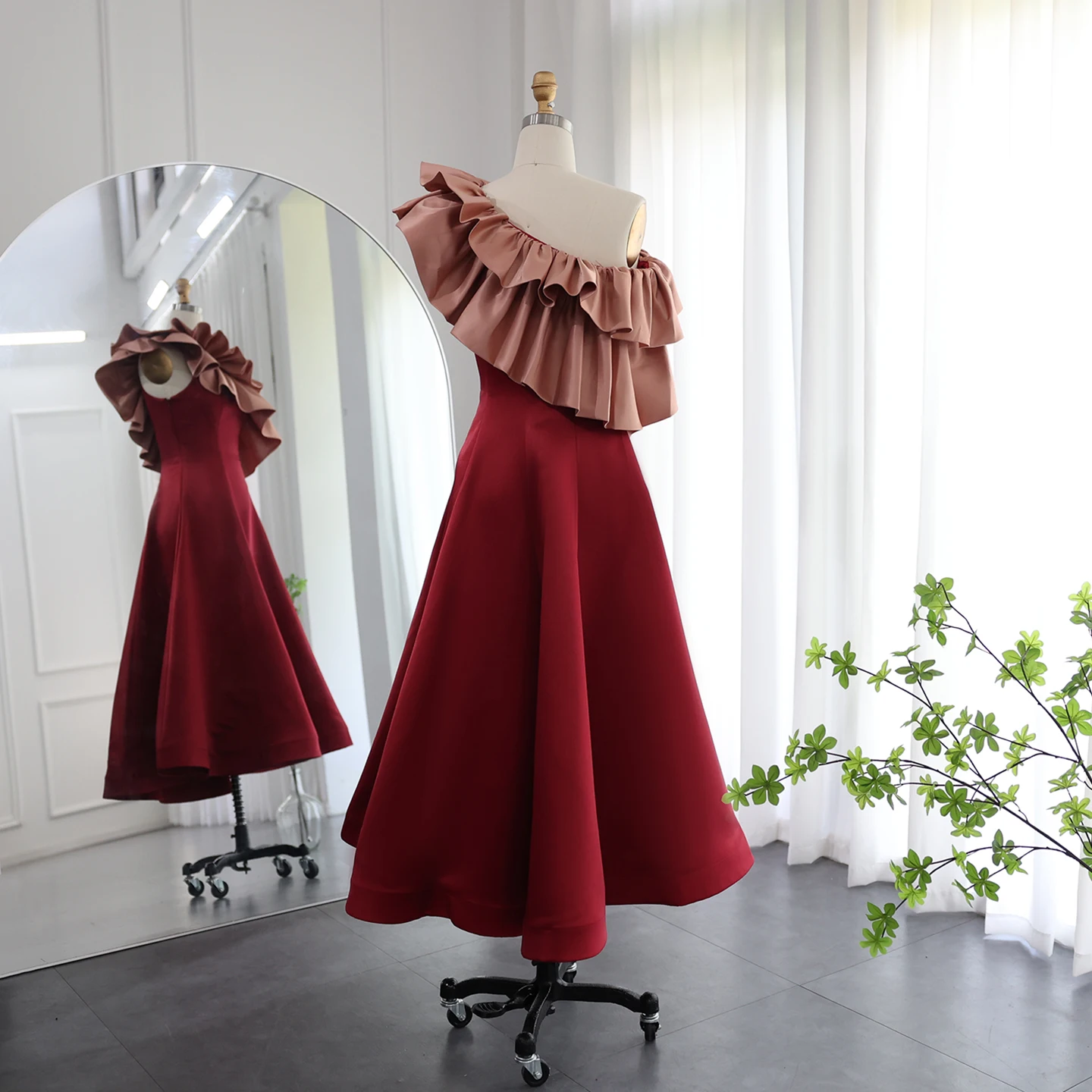 Sharon Said-Robe de Soirée Midi pour Femme, Tenue Midi Courte, Bordeaux, Dubaï, pour ixde Mariage, Arabie Saoudite, Forme Formelle Personnalisée, SF057, 2025