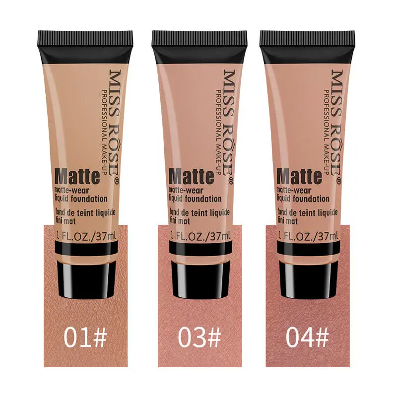 MISS ROSE Base Matte Liquid Foundation Makeup Waterproof Concealer Nutritious Waterproof Foundation Foundation Acne Cover Cream