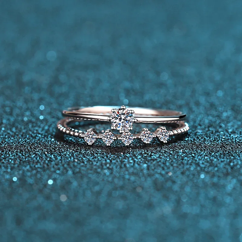 18K Gold Inlaid Women's 10 Point Moissanite Ring Octopus Pair Ring Pt950 Platinum Light Luxury Elegant Temperament Diamond Ring