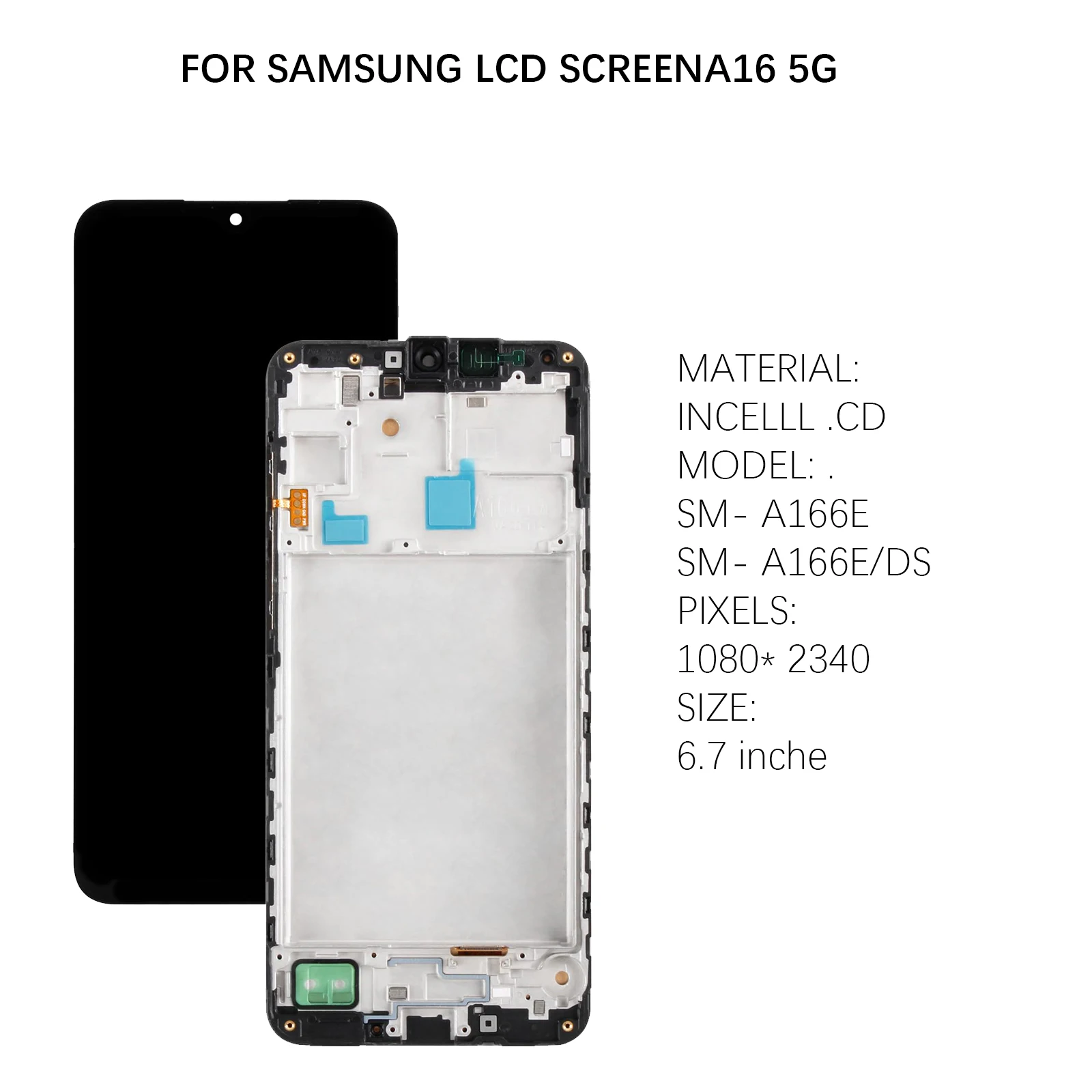 Screen Replacement for Samsung A16 5G with Frame, LCD Display Assembly, Repair Tool Included