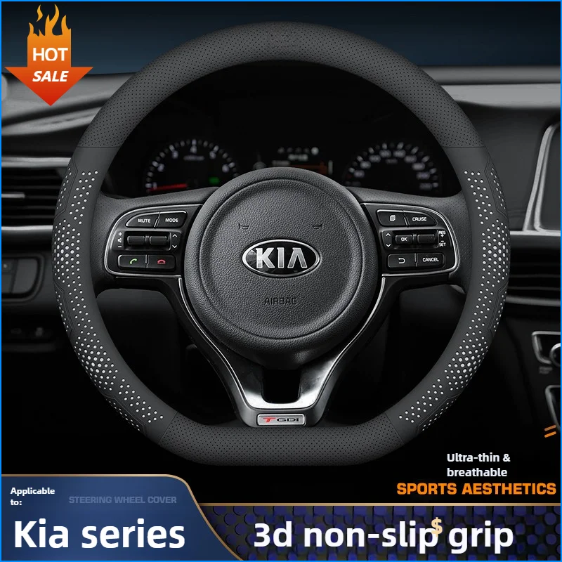 

Leather Car Steering Wheel Cover for KIA Carnival Sportage Seltos K9 Niro Stinge Sorento Sedona Telluride K3 K4 K5 Accessories