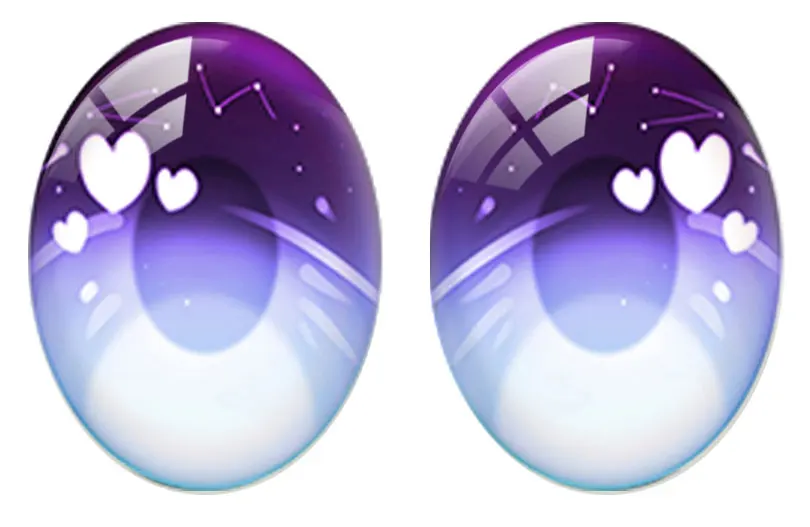 5pairs/lot Oval Blue Bling Cartoon Doll Crystal Eye Pupils Purple Photo Glass Cabochon Flatback Demo Cameo Diy Jewelry Making