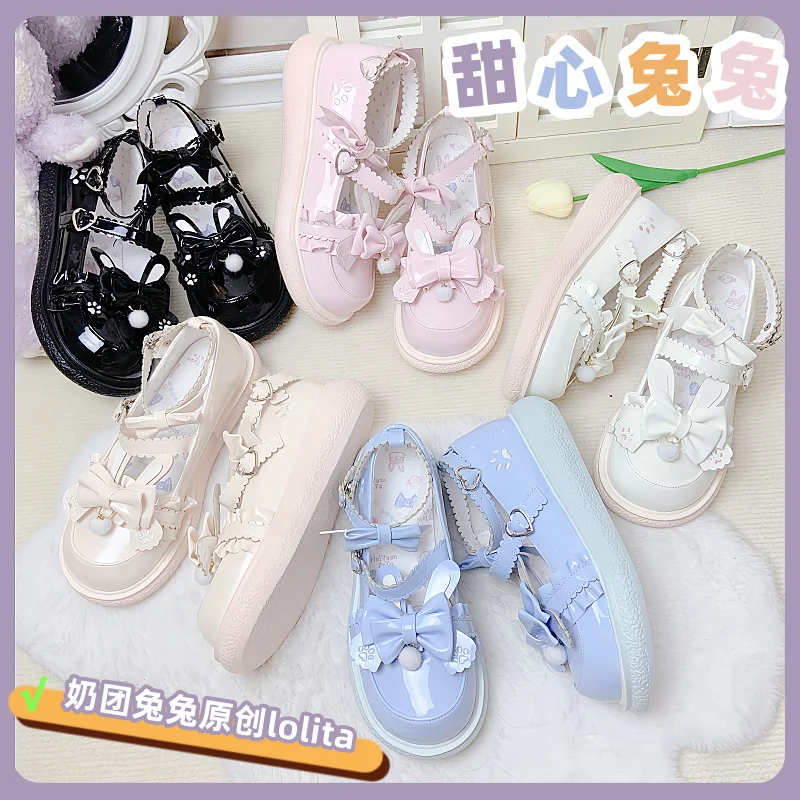 

Kawaii Sweetheart Cartoon Rabbit Lo Shoe Female Original Lolita Small Leather Shoe JK Japanese Soft Girl Student Cute Girl Shoes