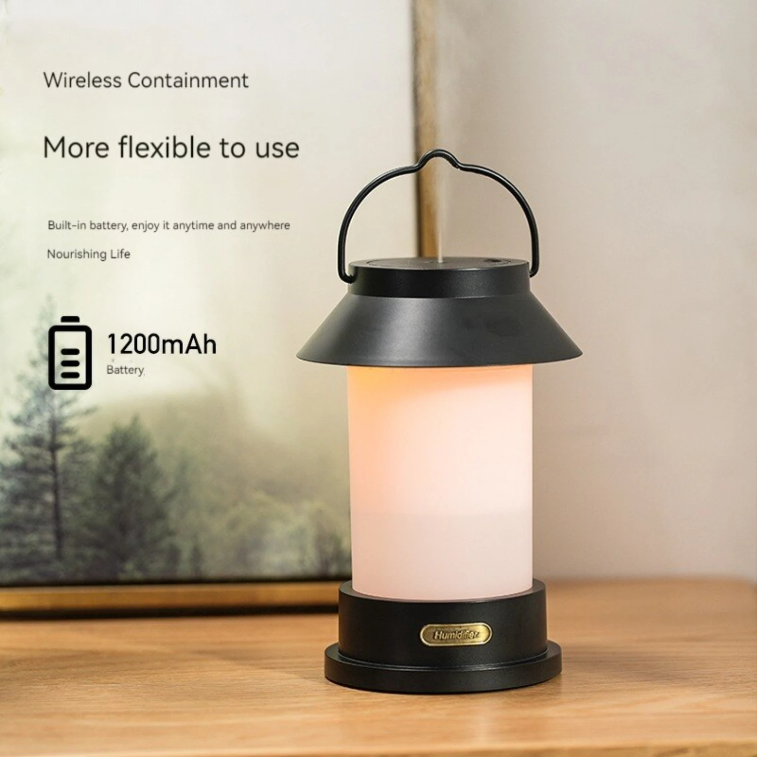 NEW Must-Have Vintage Portable Compact Desktop Lamp Humidifier - Efficient Silent Indoor Air Atomizer - Essential for Camping an