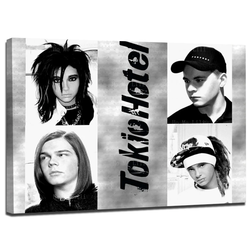 Rock And Roll Band German Teens Swoon For Glam-Pop Of Tokio Hotel Music Album Cover Canvas Wall Art Painting