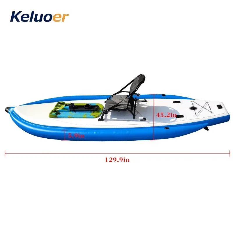 Keluoer Outdoor Water Surfboard Inflatable Fishing Boat Sports Fishing Surf Stand Up Board With Pedal