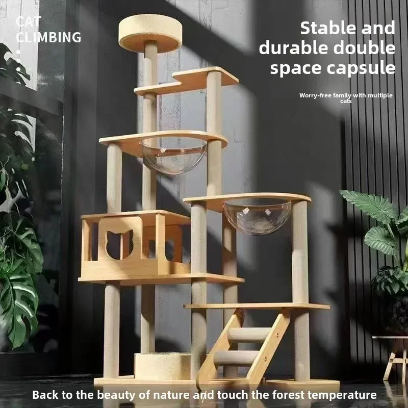 Cat Climbing Frame, Nest Integrated, Scratching Column, Space Capsule,  Frame, Large, Tree House