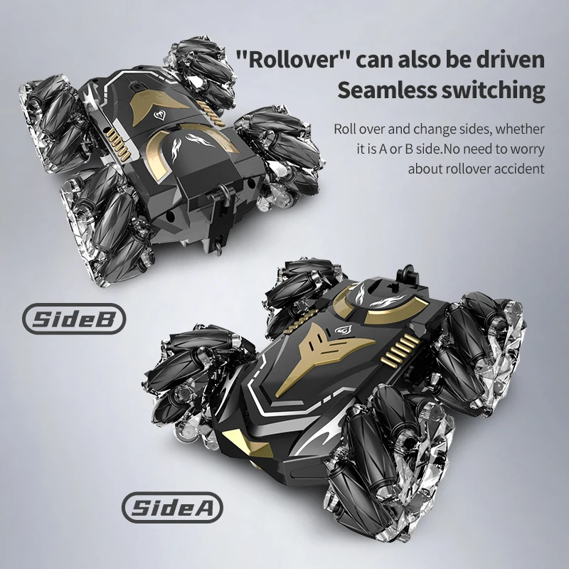 Carro dublê RC Twist com luz e música Brinquedo dublê de condução rolante dupla face para crianças