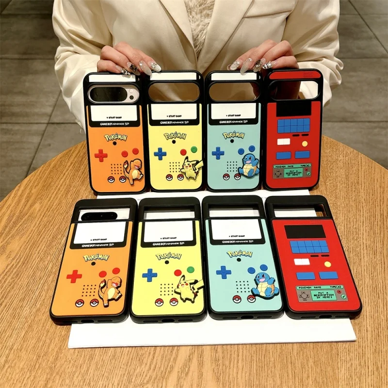 

3D Anime Cute P-Pokemon Pikachu Charmander Squirtle Folding Phone Case for Google Pixel 9 Pro XL 9A 8 8A 7 7A Pro Pixel Cover