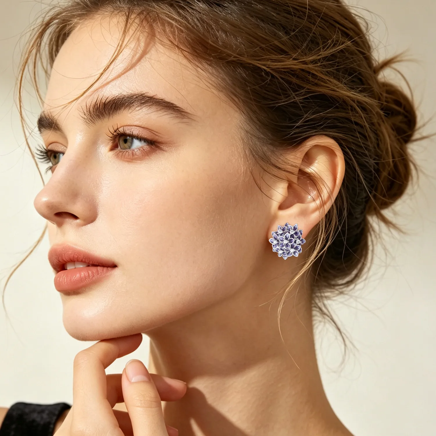 Orstarry S925 Sterling Silver Purple Hydrangea flower Stud Earring For Lady S925 Jewelry Party Anniversary Trendy Original Gifts