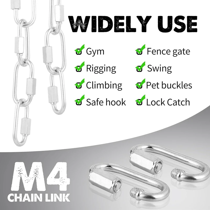 100 Pcs Quick Chain Link Heavy Duty Quick D Shape Link Connector Link For Chains Hammock Gym Outdoor Traveling Equipment Durable