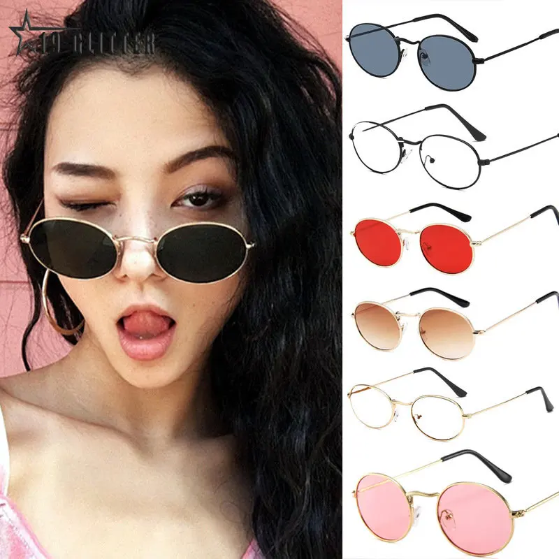 2024 Vintage Classic Metal Round Sunglasses Women Small New Prince Retro Brand Red Orange Pink Clear Glasses Ladies Shades UV400