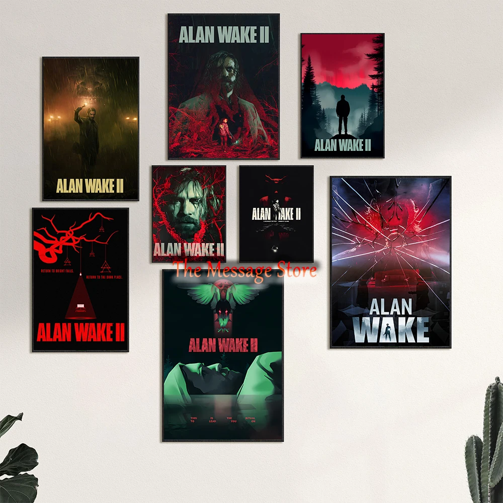 Alan Wake 2 Survival Horror Video Game Poster Horror Gaming Room Decor Canvas Painting Alan Wake Gamer Gifts Wall Pictures Decor